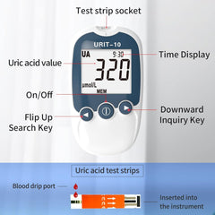 URIT Uric Acid Test Kit Home UA Test Meter Include 25 Test Strips U-10 (mg/dL)