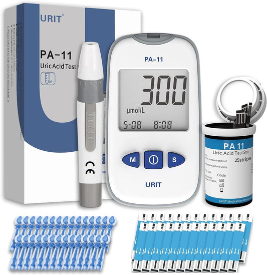 URIT Uric Acid Test Kit Include 25pcs Test Strips & Lancets - Home Use Check UA Levels Easily Yourself The Test Strip EXP 18 Months