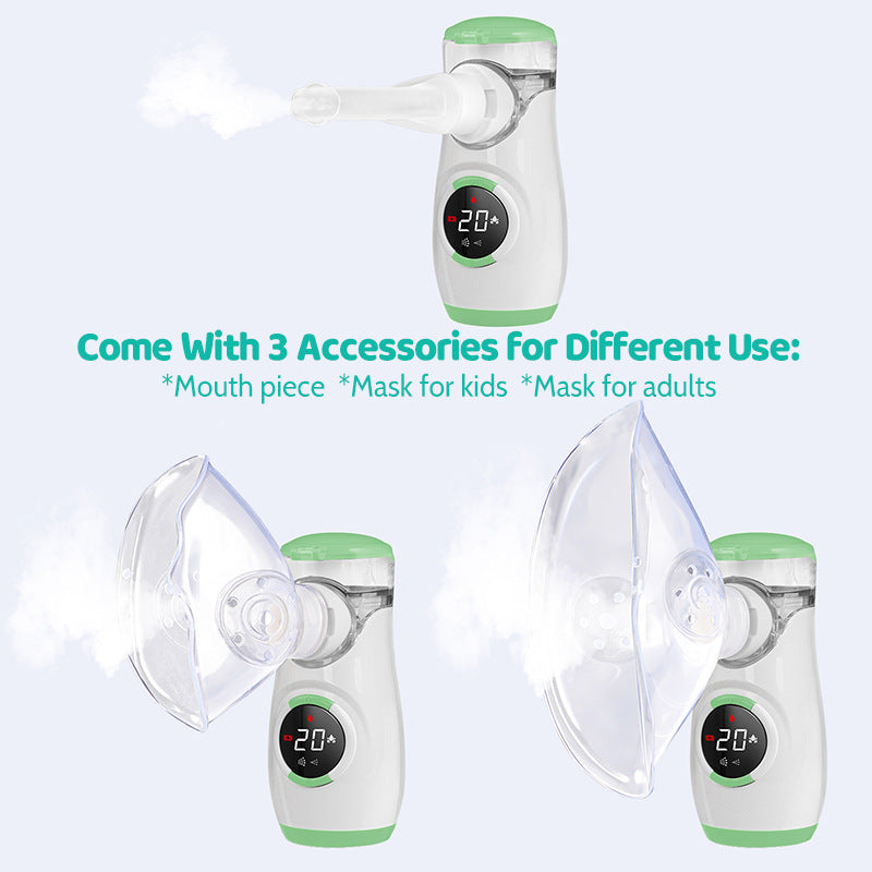 Handheld Rechargeable Digital Display Mesh Nebulizer | Quiet Portable Inhaler for Adults & Kids