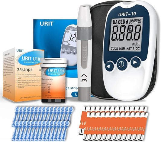 URIT Uric Acid Test Kit Home UA Test Meter Include 25 Test Strips U-10 (mg/dL)