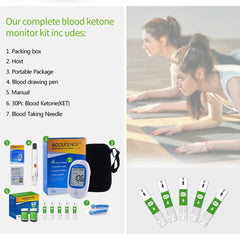 Fast Test Blood Ketone Meter Kit for Keto Diet with Ketone Monitor Strips with 30pcs Test Strips