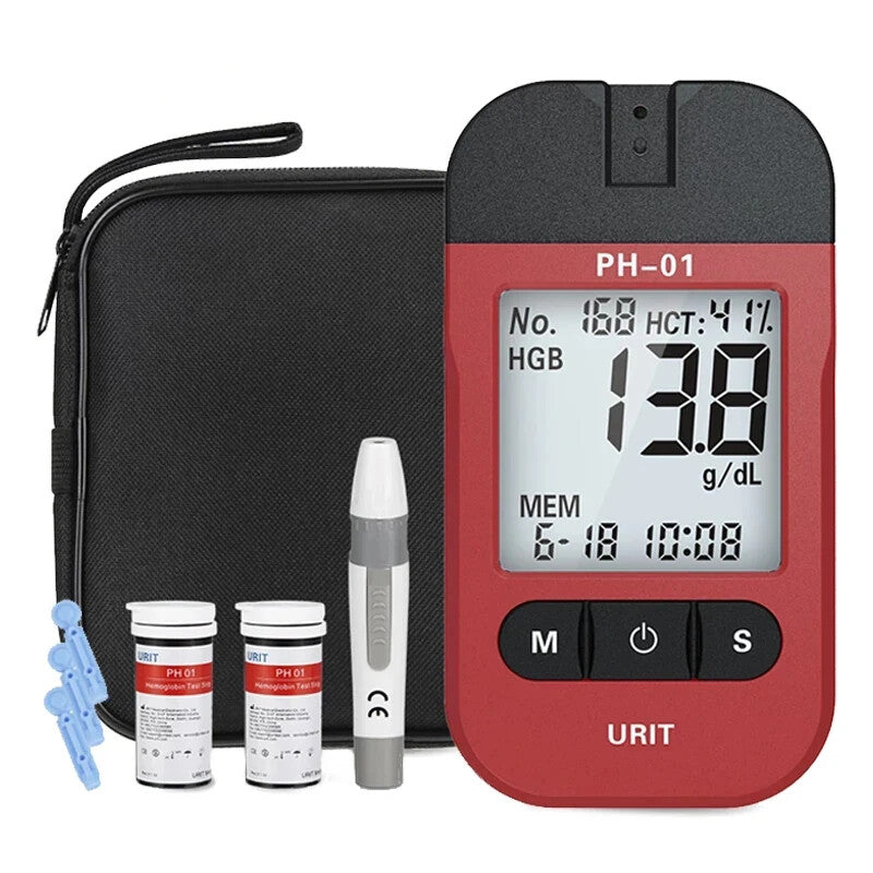 URIT Hemoglobin Analysis Tester Meter Home/Trave Hb Analyzer Anemia Test Strip 50pcs Test Strips