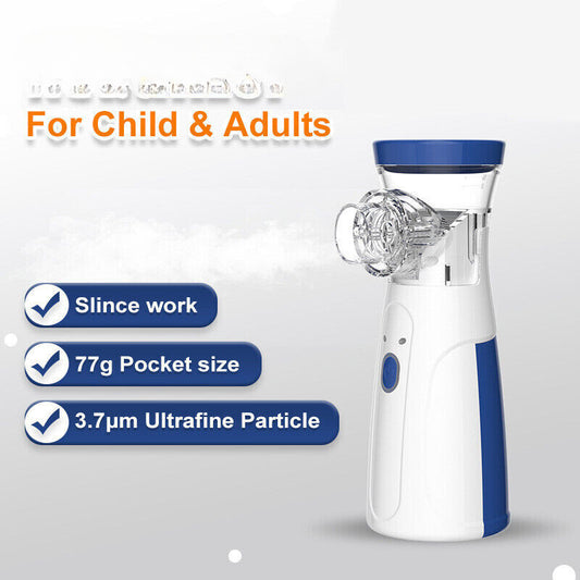 Mesh Nebulizer – Portable Ultrasonic Mesh Nebulizer for Adults & Kids, Handheld Nebulizer for Home, Office or Travel Use with Fine Mist Output, Quiet Operation and Easy Auto-Clean Function