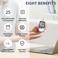 URIT Uric Acid Test Kit Home UA Test Meter Include 25 Test Strips U-10 (mg/dL)